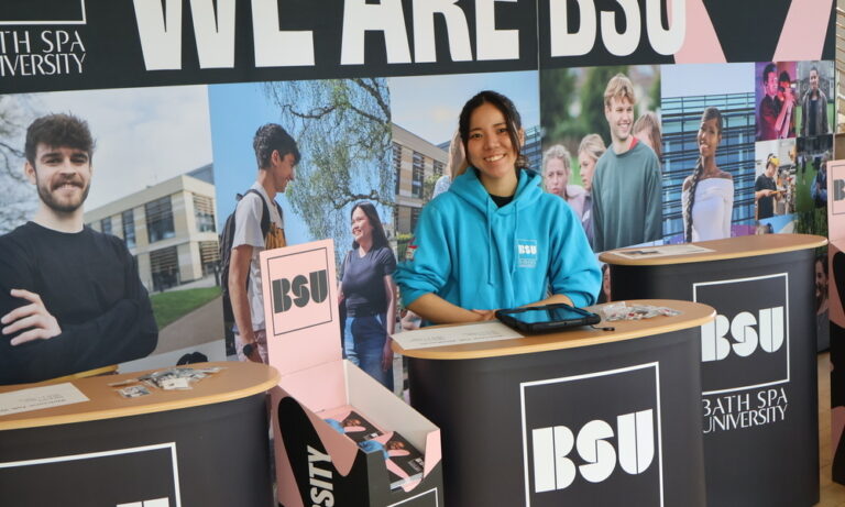 image of what to expect at a UK university open days welcome desk
