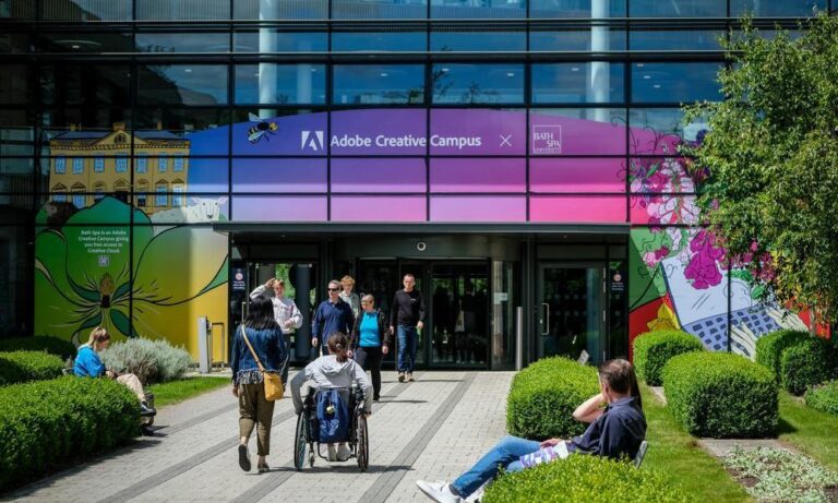 Image of the entrance to Bath Spa University's creative campus at an open day