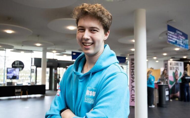 Profile photo of Bath Spa university student wearing a uni hoodie at an open day