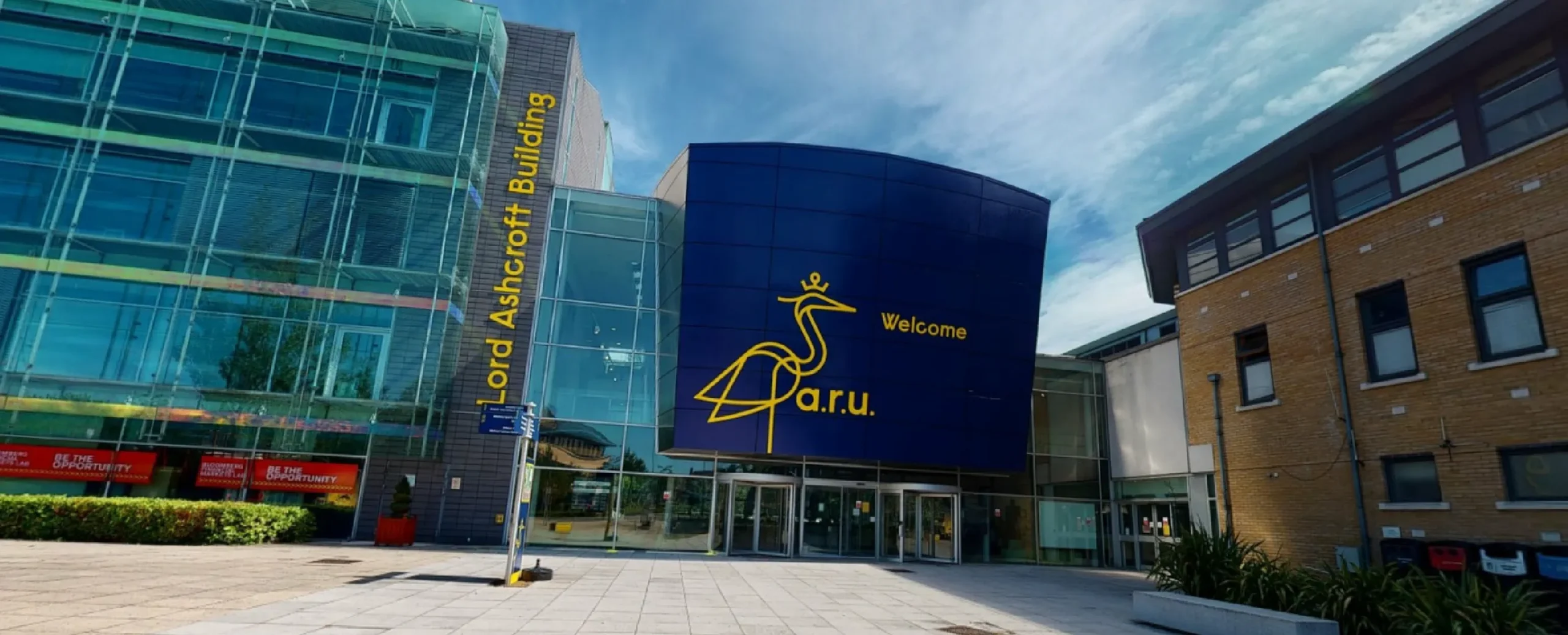 Anglia Ruskin University open days campus building entrance