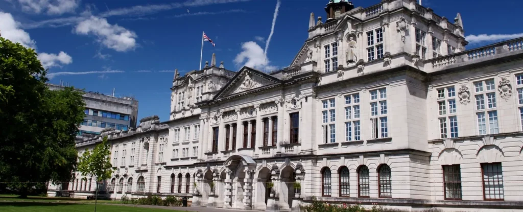 Cardiff University campus building at an open day